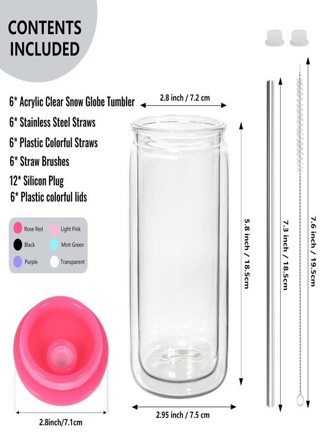 Icesip 16 oz Plastic Snow Globe Tumbler Double Wall Snowglobe Tumbler with Pre Drilled Hole Can with Lids and Straws Plastic Mason Jar Mug for Snow Globe Glitter DIY Gift - Image 2